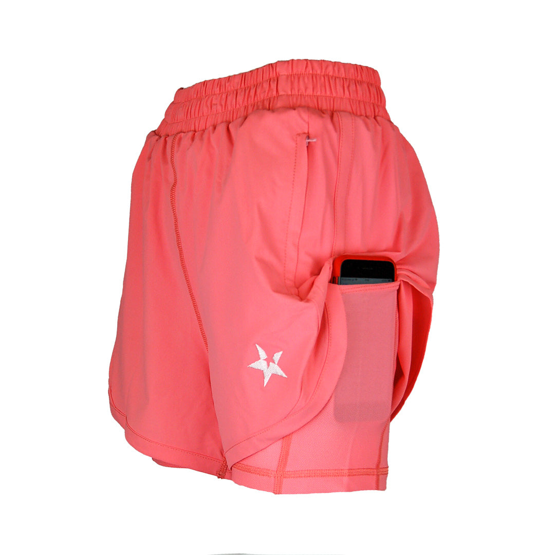 Ladies Fit Double Layer Shorts | Pink