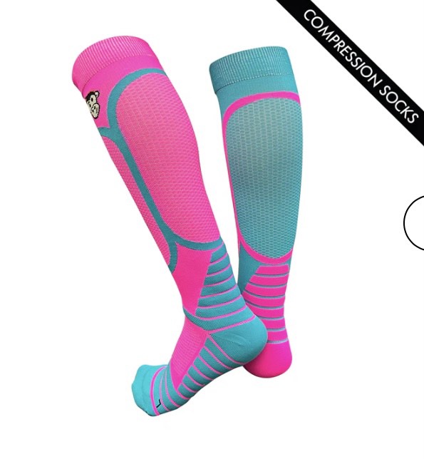 Monkey Sox Victory X1 Sport Compression | Pink & Turquoise