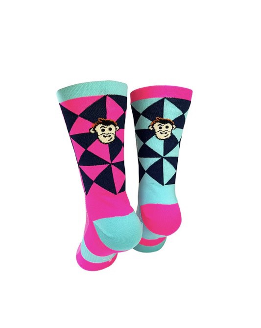 Monkey Sox Classic X3 Sport | Pink & Turquoise
