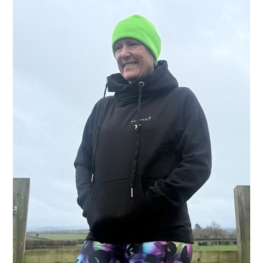 Sale  Cross Neck Hoodie |Black