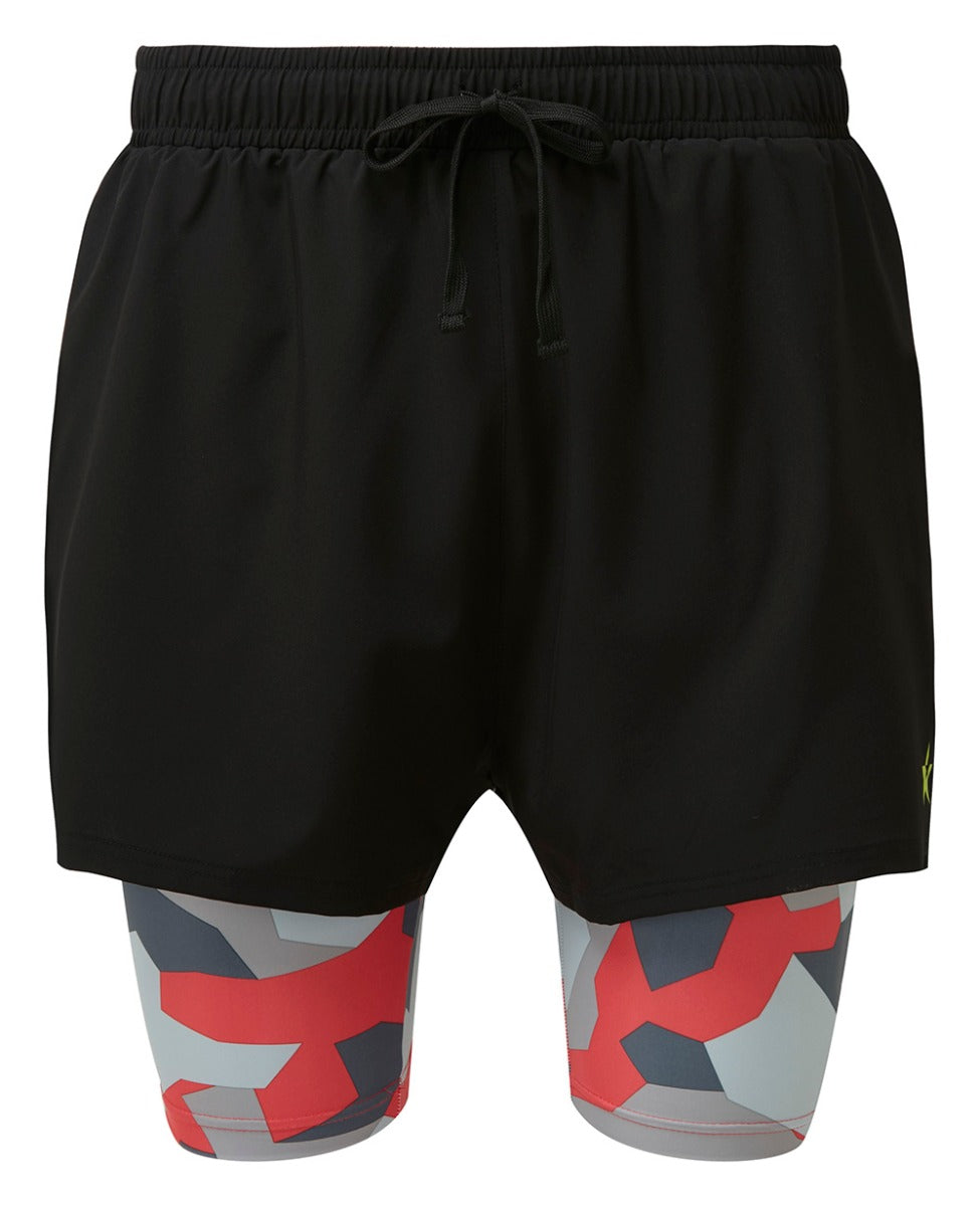 2 in 1 Double Layer Shorts | Geo Camouflage