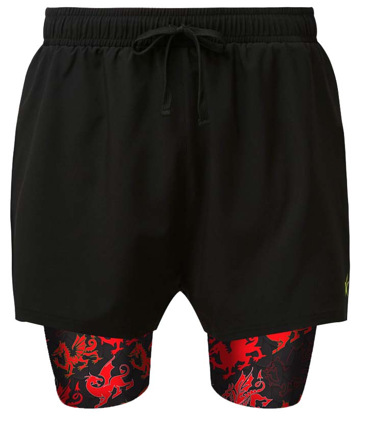 2 in 1 Double Layer Ultra Shorts | Red Dragon