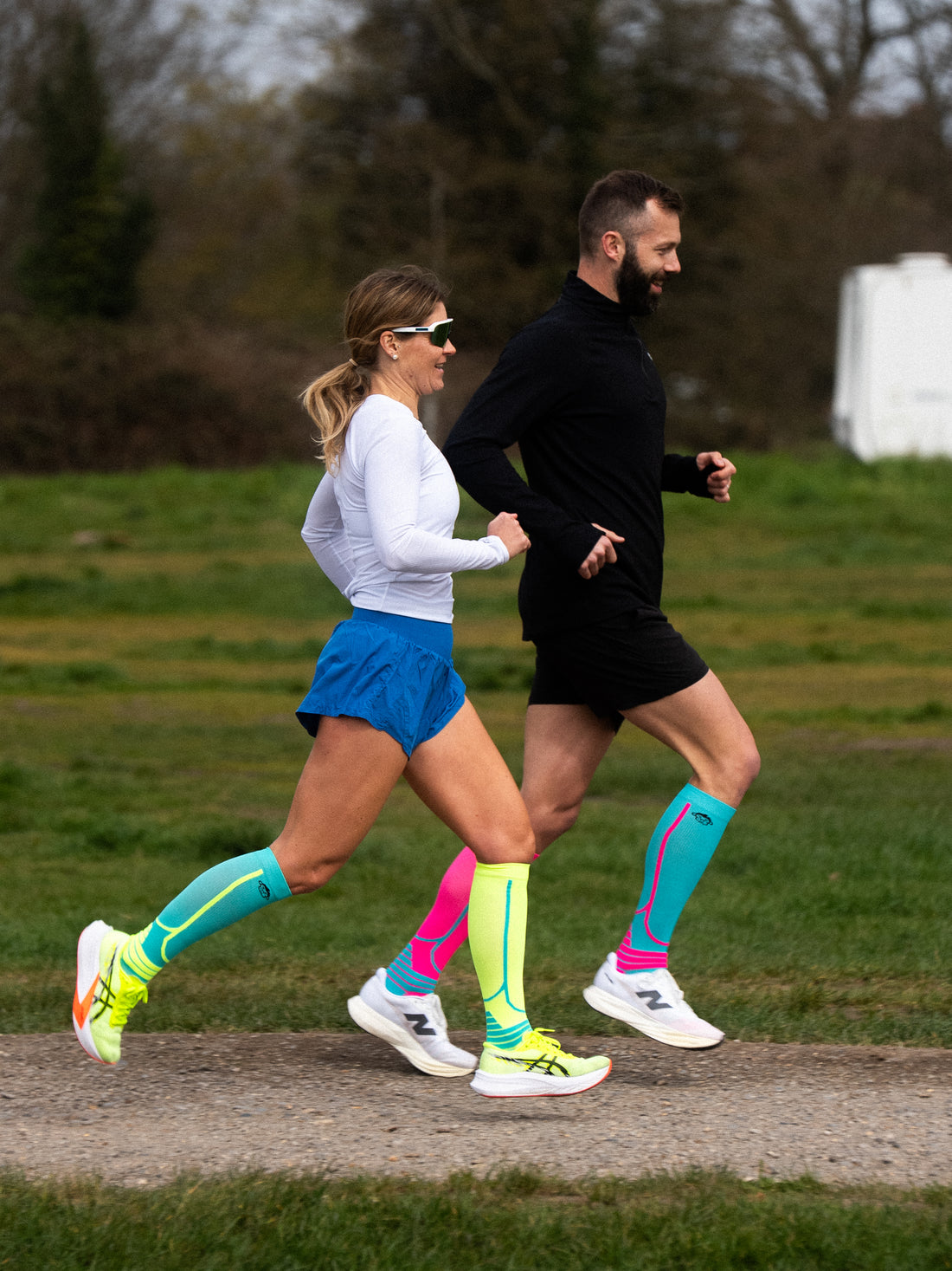 Monkey Sox Victory Compression Running Socks | Blue & Yellow