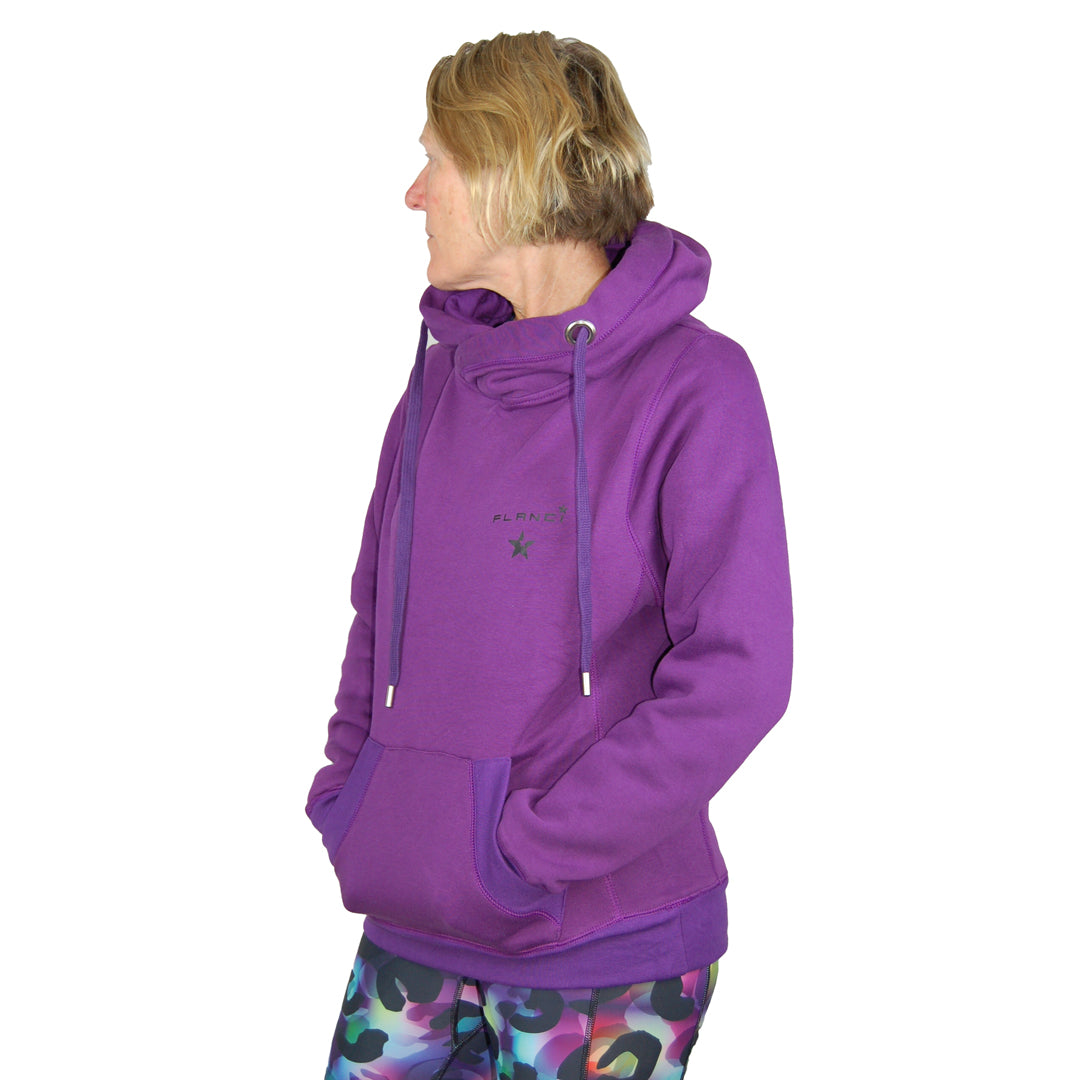 Cross Neck Hoodie | Dark Purple