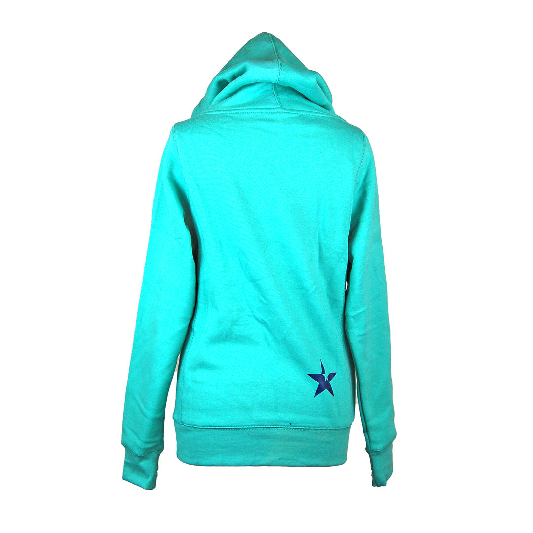 Cross Neck Hoodie | Turquoise