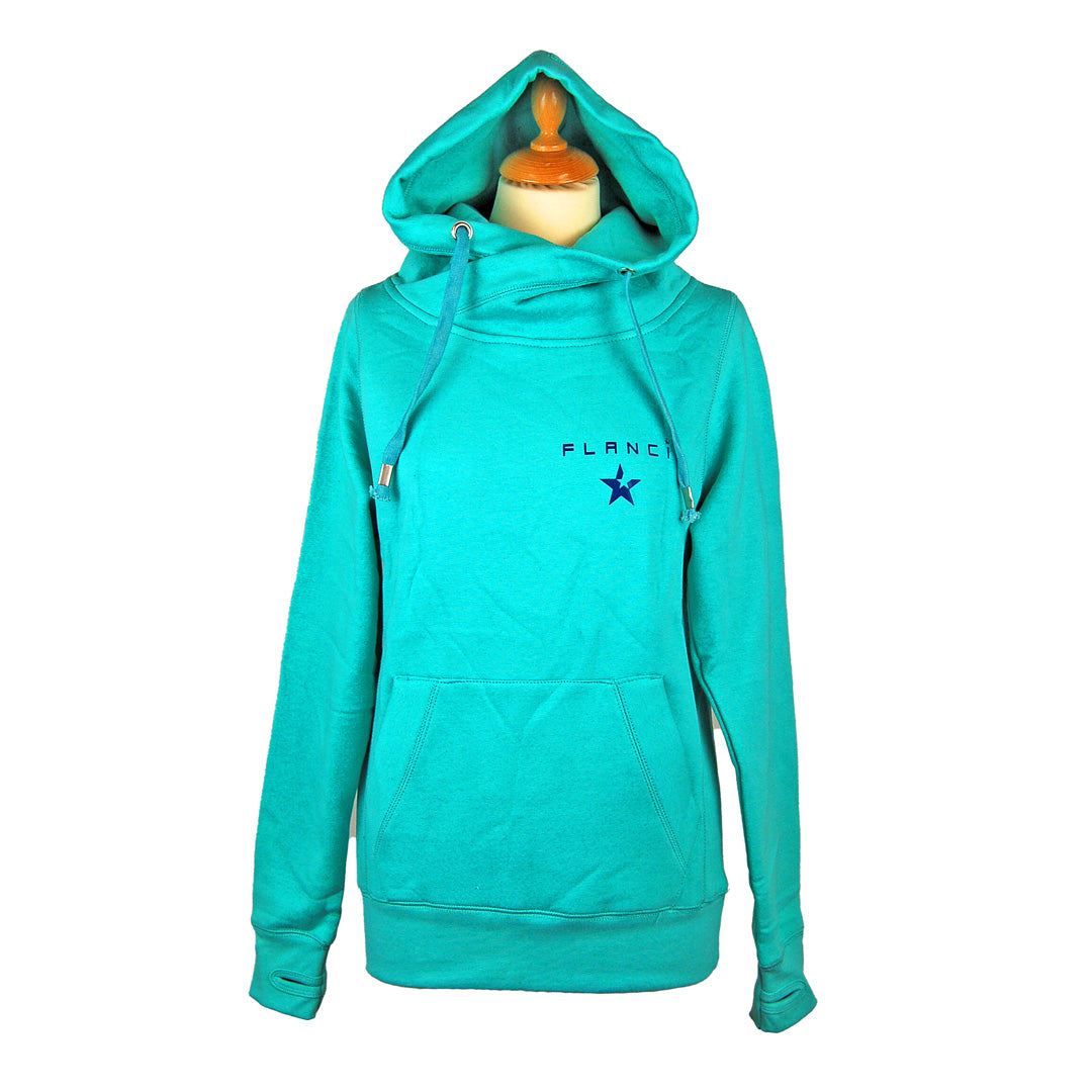 Cross Neck Hoodie | Turquoise
