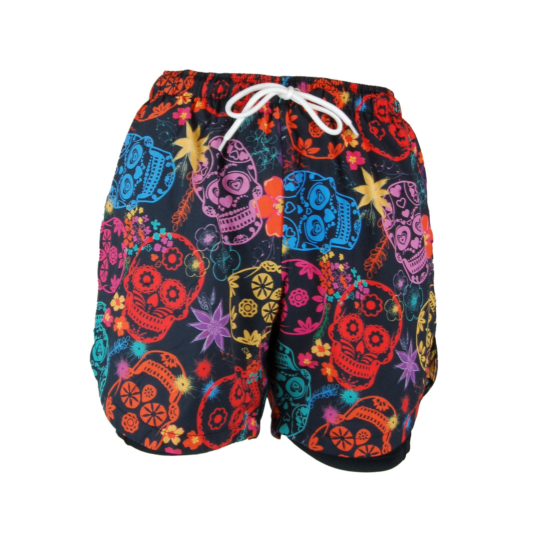 Double Layer Jazzy Shorts | Day of the Dead