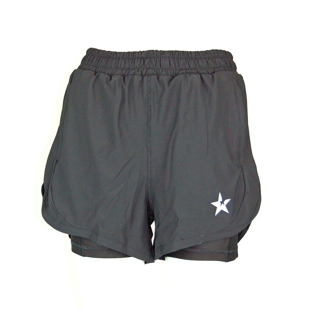 Ladies Fit Double Layer Shorts | Black