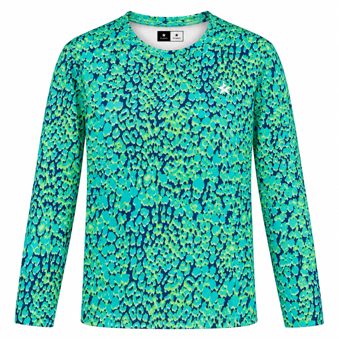 Lightweight Long-Sleeved Tech T-Shirt |Teal Leopard