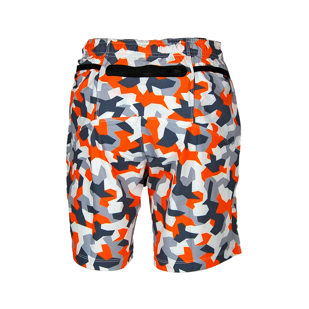 MENS Fit Trail Shorts | Orange Geo Camo