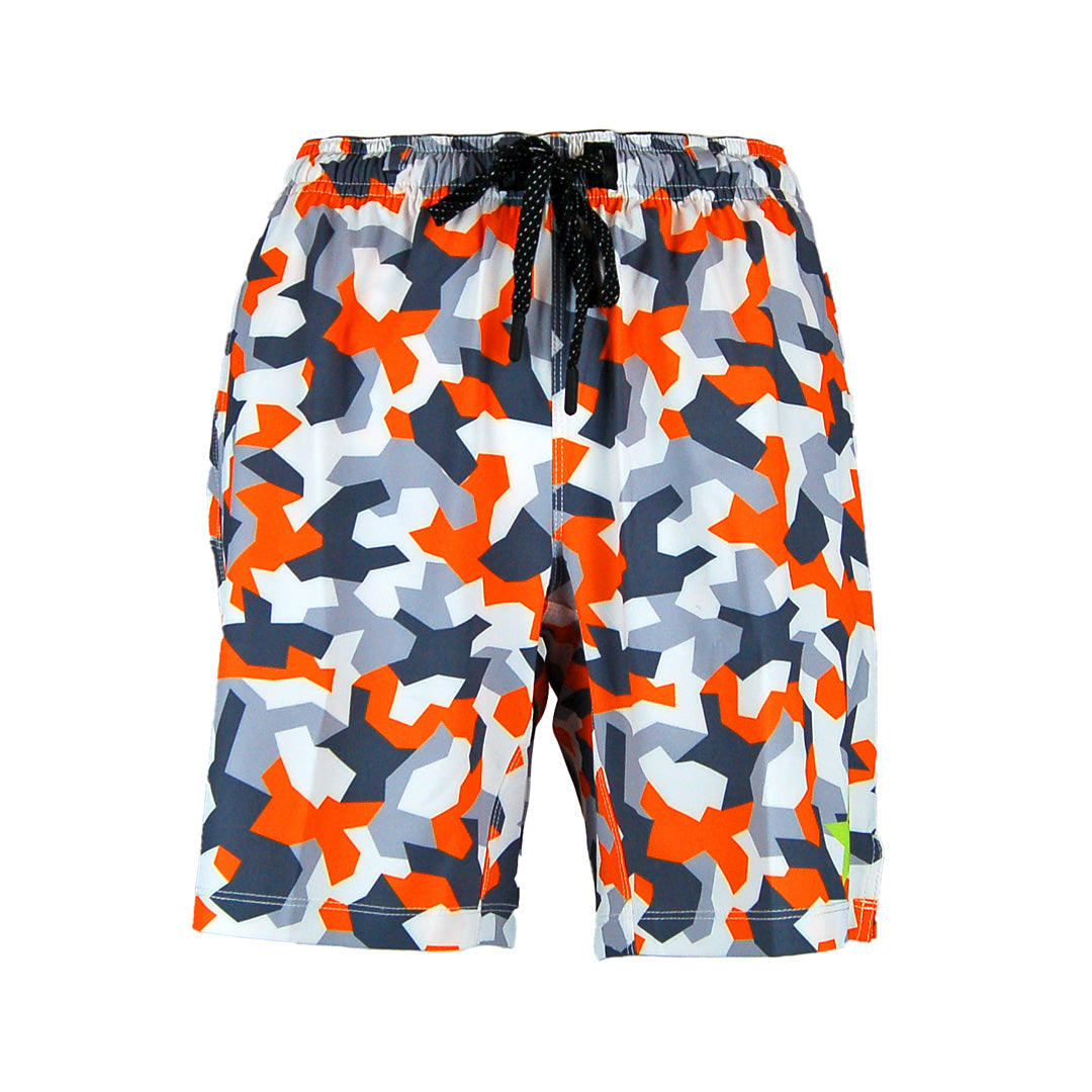 MENS Fit Trail Shorts | Orange Geo Camo