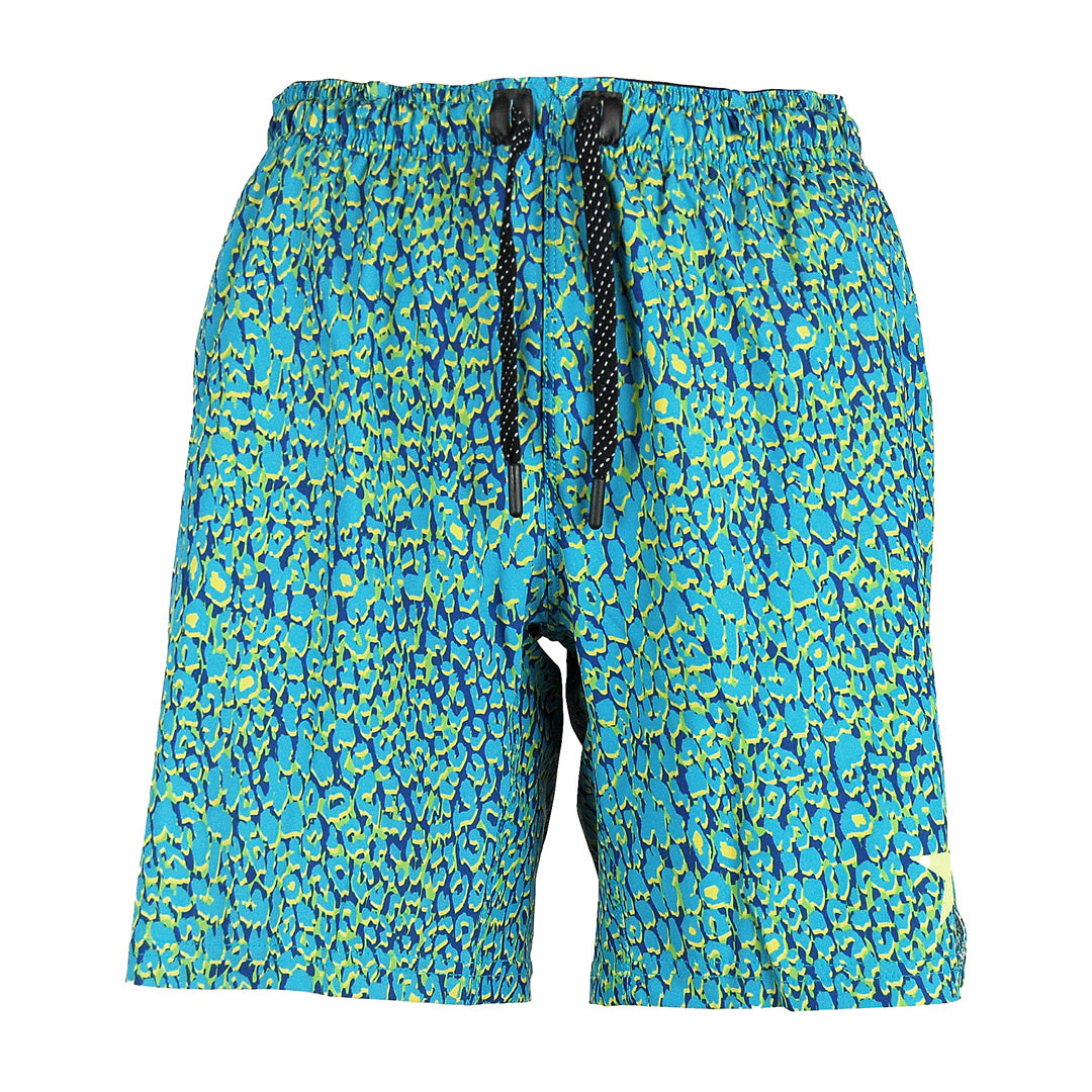 MENS Fit Trail Shorts |Teal Leopard