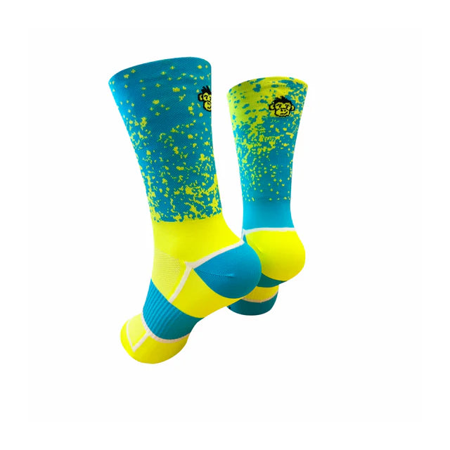 Monkey Sox Classic Sports Crew | Blue & Yellow Mist