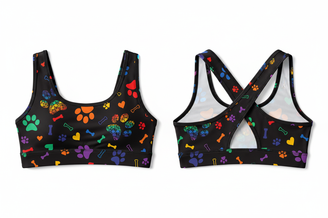 Best in Show sports bra - front and back flat lay