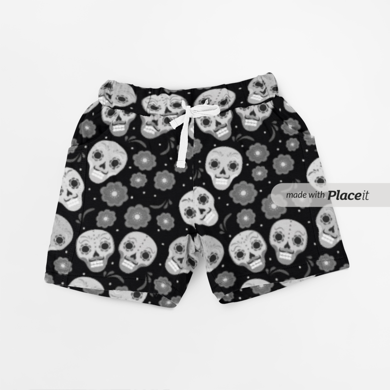Double Layer Jazzy Shorts | Black Skulls