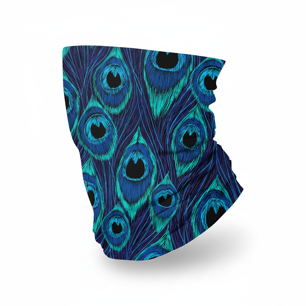 Blue Peacock Neck Sleeve Mockup