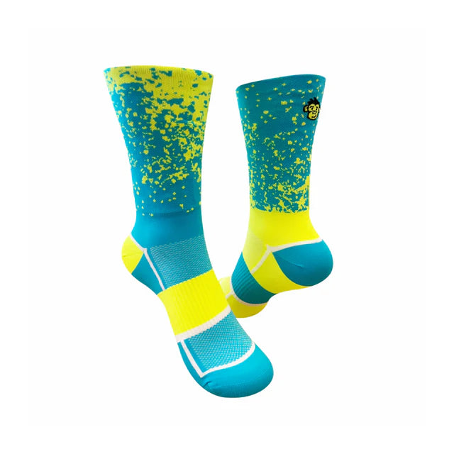 Monkey Sox Classic Sports Crew | Blue & Yellow Mist