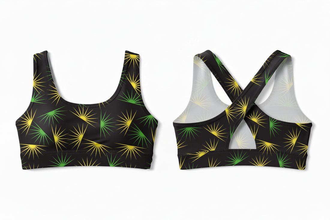 Crop top with yellow and green starburst pattern