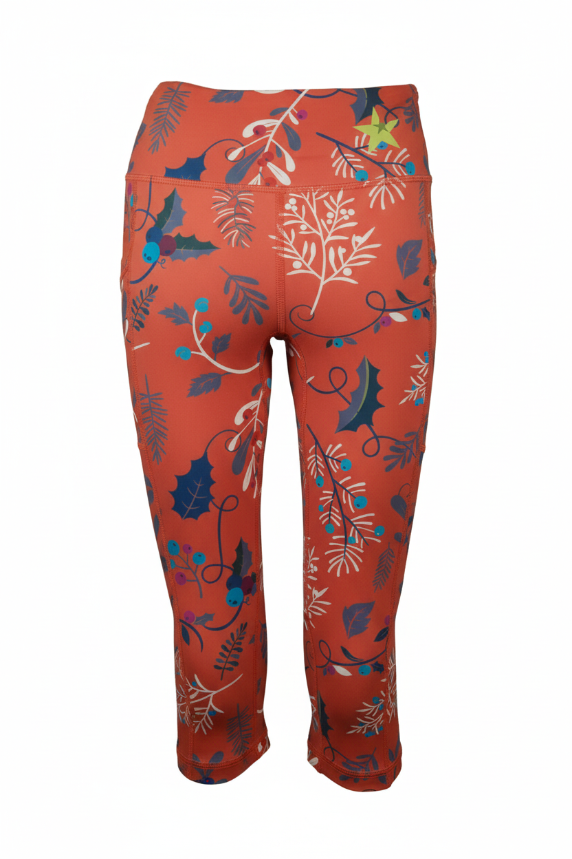 Red Winterberry capri leggings