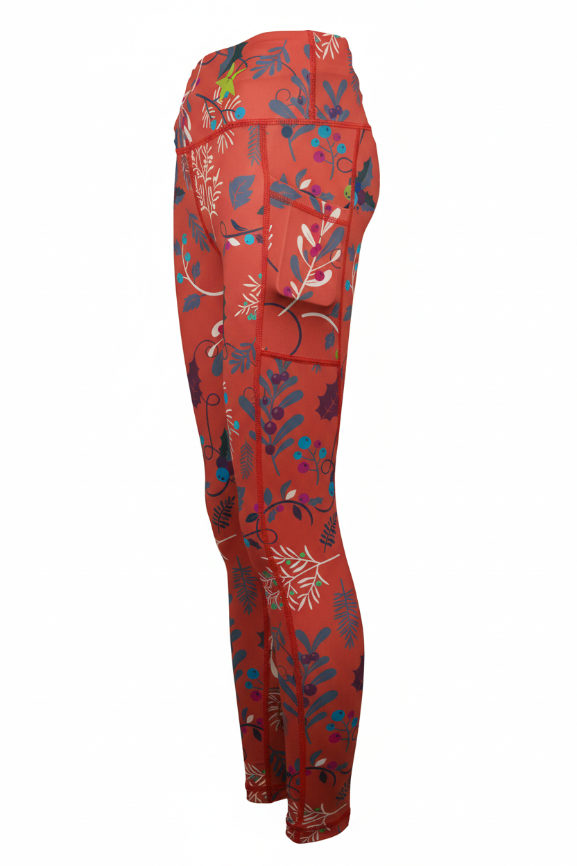 Red Winterberry leggings side view