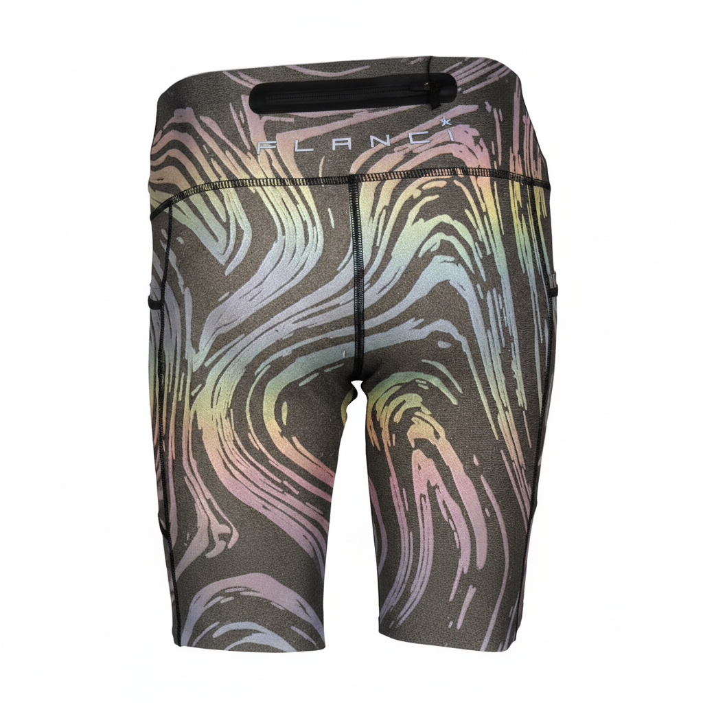 Shorts back with rainbow reflective print