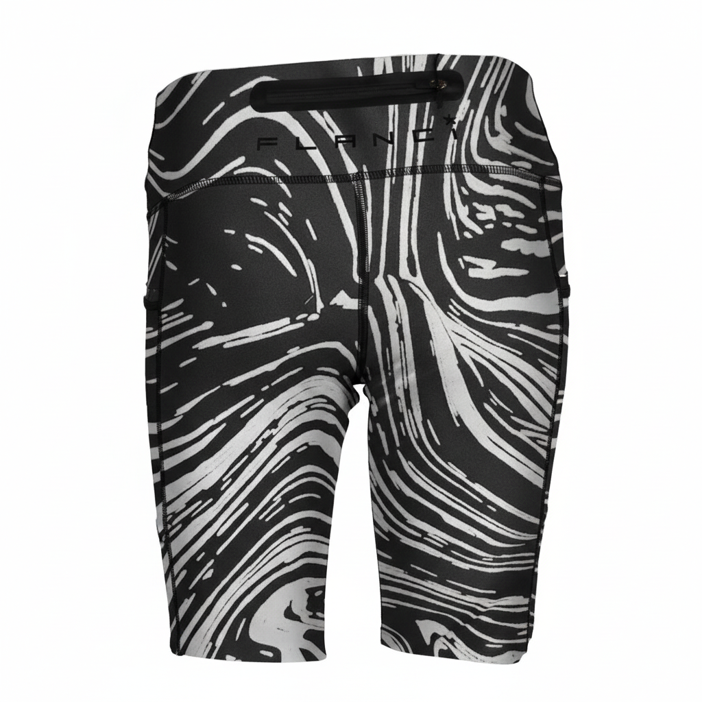 Shorts back with swirly whirly print