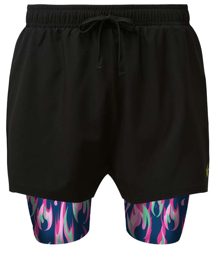 2 in 1 Double Layer Ultra Shorts | Tourmaline Flames