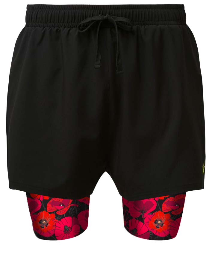 Sale 2 in 1 Double Layer Ultra Shorts Poppy