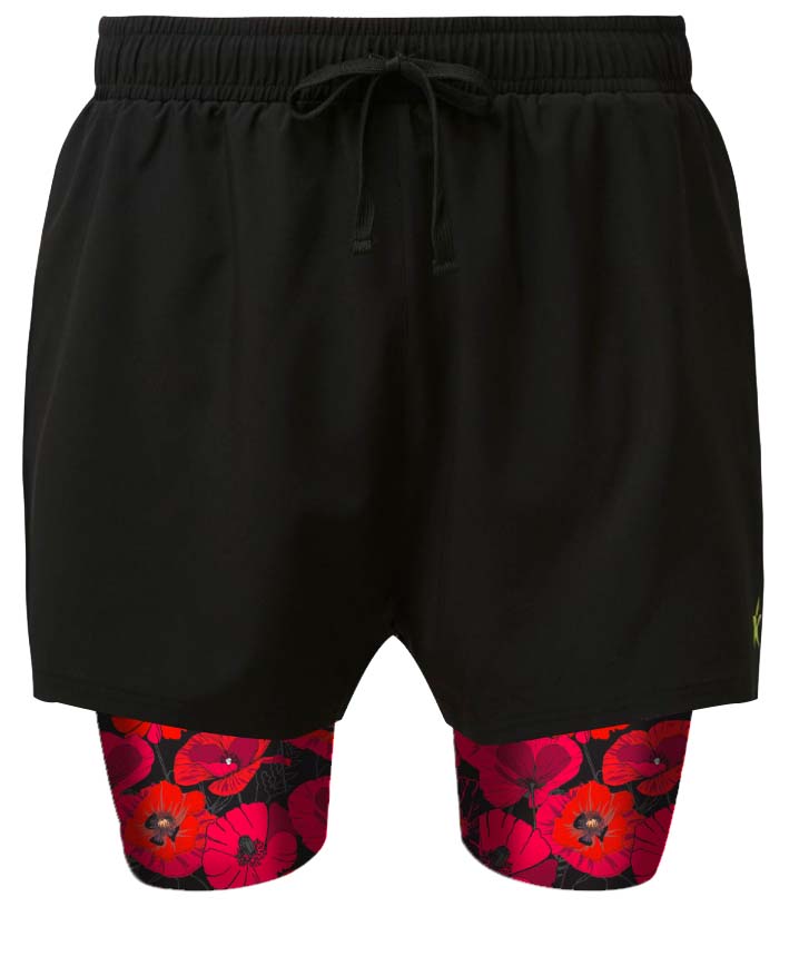 2 in 1 Double Layer Ultra Shorts | Poppy